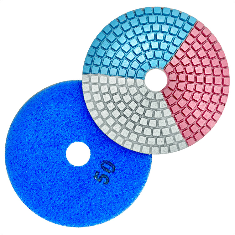 Tricolor resin bond flexible diamond polishing pads for stone granite marble wet use